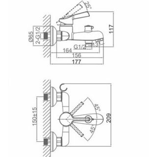 Смеситель для ванны DQ Rhein Schiller хром DA1463201